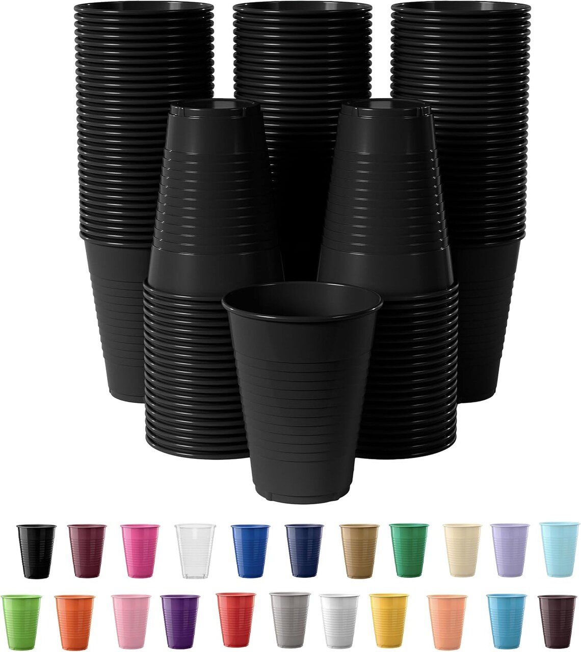 Exquisite Party Solids 12 Oz Plastic Cups – 100 Pack Disposable Cups for Parties & Events | Durable Plastic Party Cups | Bulk Drink Cups for Soda, plastic cup | Recyclable Disposable Cups for Everyday Use & Celebrations